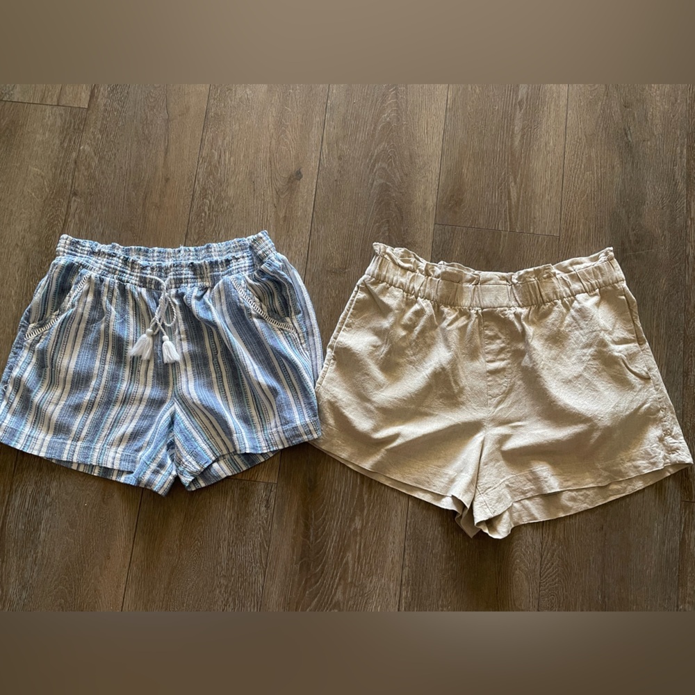 Briggs Linen blend Blue-White Striped shorts & A New Day paper bag shorts XL EUC